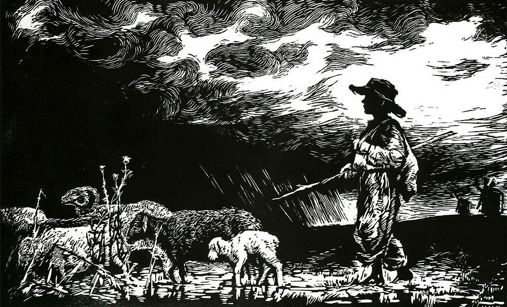 «Тарас-пастушок». 1963. Ліногравюра